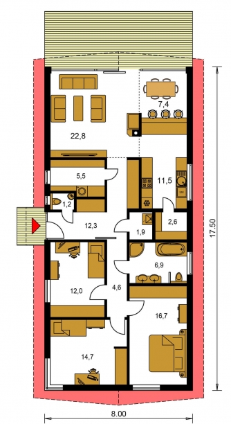Grundriss des Erdgeschosses - BUNGALOW 168
